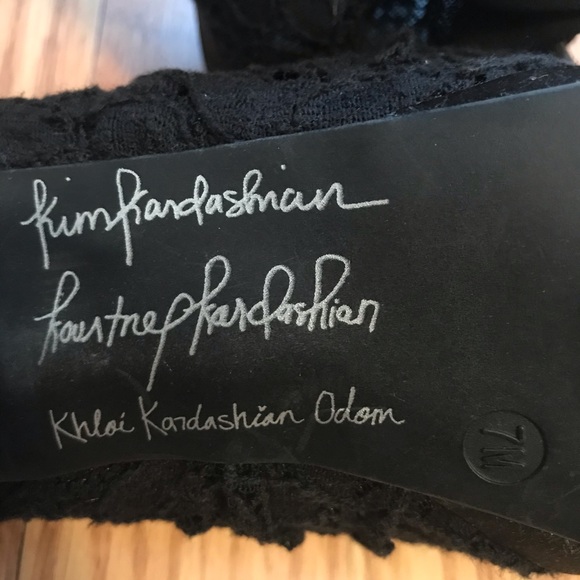 Kardashian Kollection Black Lace Peep Toe Heels - Picture 5 of 5